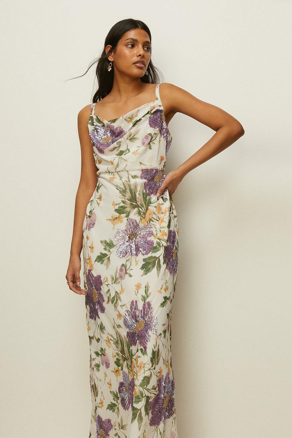 Lyanna Floral Cowl Neck Maxi Dress | Oasis